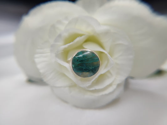 Green Kyanite Circle Cut in Sterling Silver Setting Ring