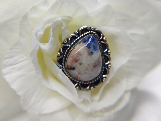 Sodalite Raindrop in Sterling Silver Setting Ring