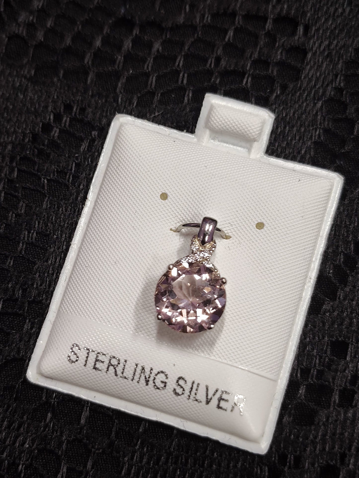 Morganite in Sterling Silver Necklace Charm
