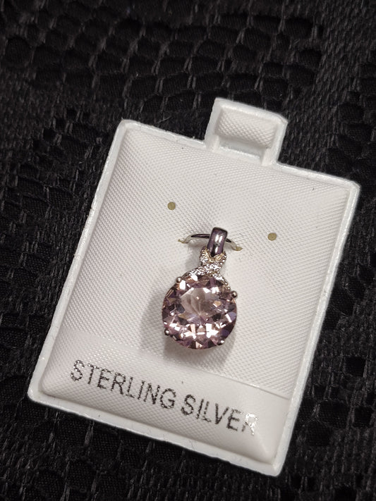 Morganite in Sterling Silver Necklace Charm