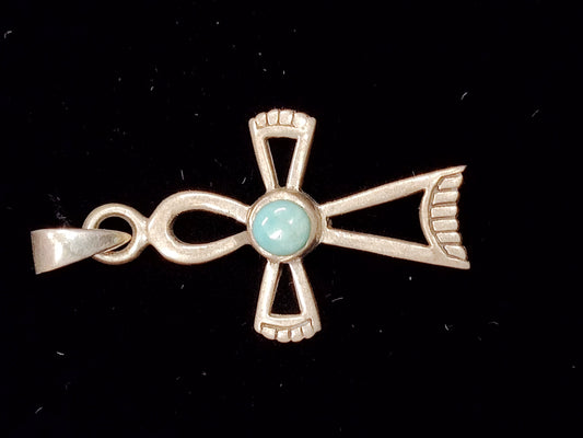 Larimar in Sterling Silver Ankh Charm