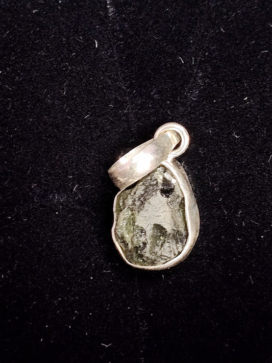 Moldavite in Sterling Silver Necklace Pendant