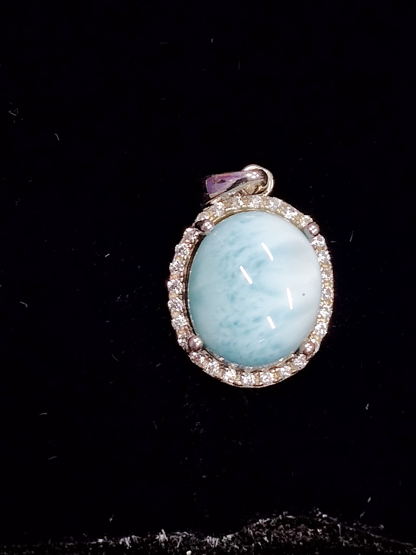 Larimar Oval Necklace Charm in Sterling Silver