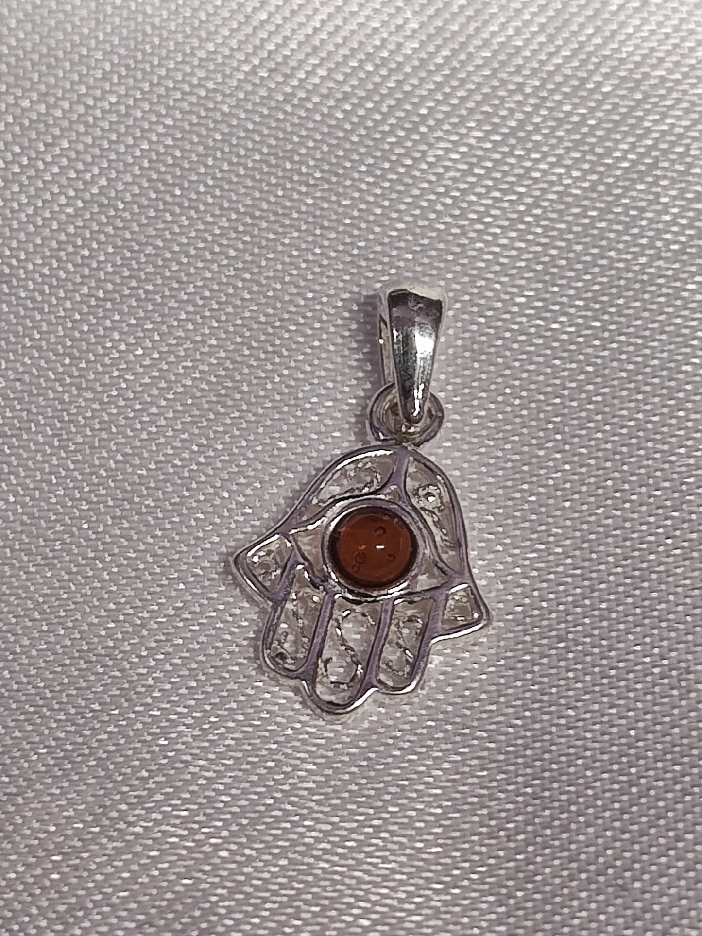 Baltic Amber in Sterling Silver Hamsa Hand