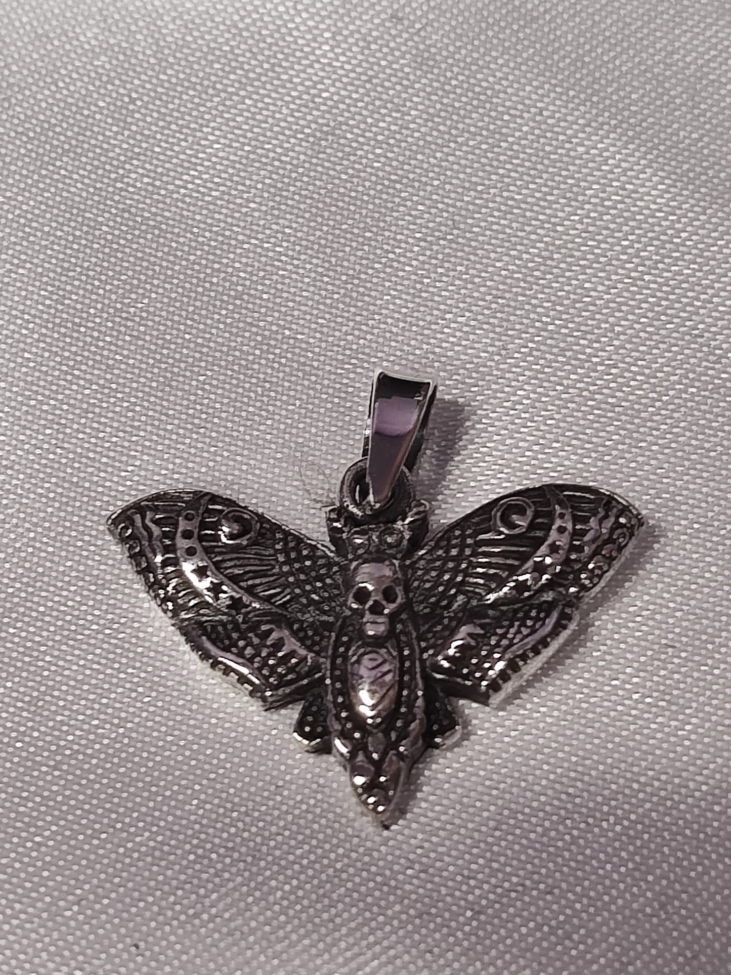 Death Head Moth Sterling Silver Necklace Charm