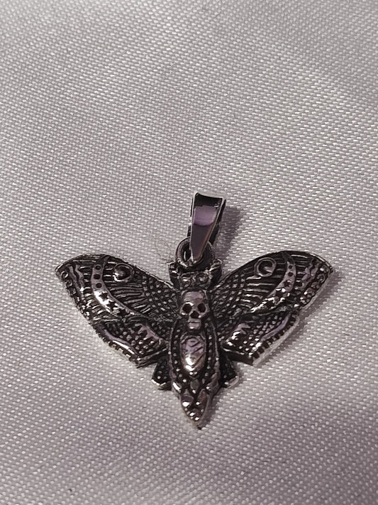 Death Head Moth Sterling Silver Necklace Charm
