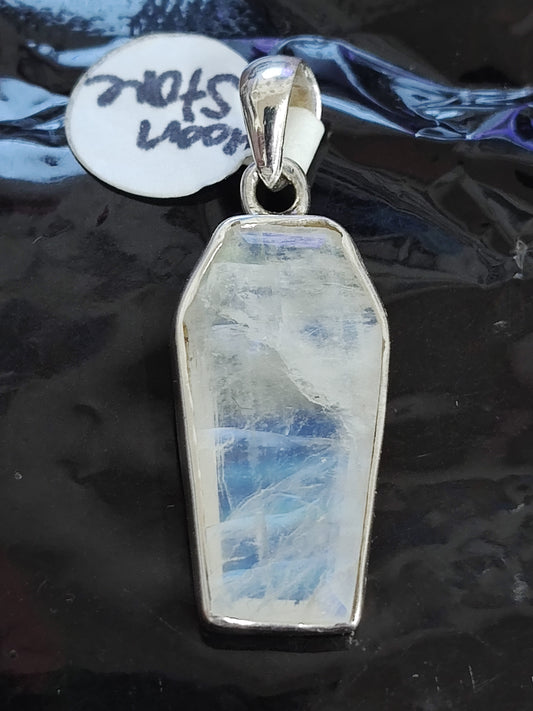 Crystal Coffin Necklace Pendants in Sterling Silver