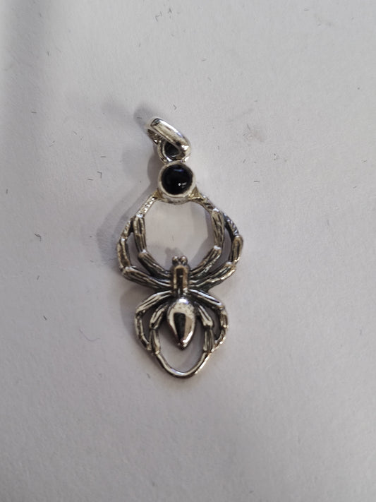 Sterling Silver Spider with Crystal Gem inlay