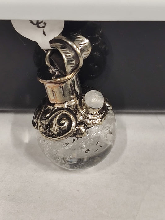 Crystal Ball with Moonstone Chip on Sterling Silver