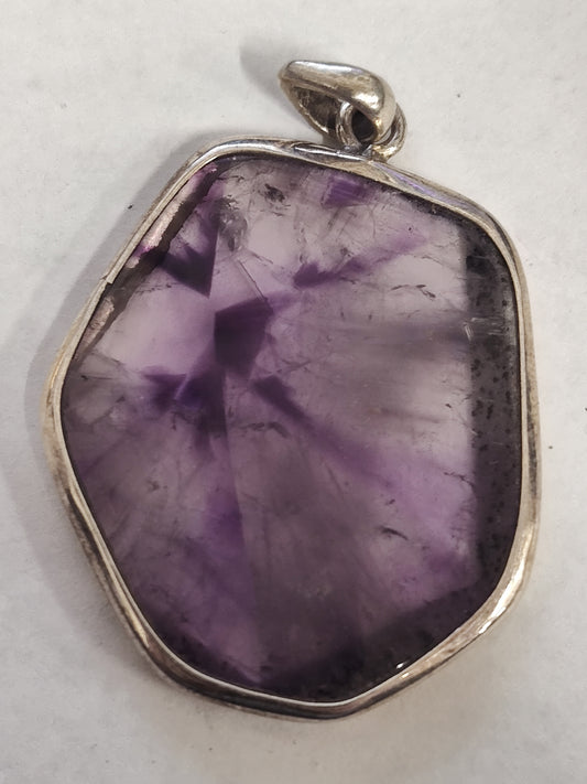 Star Amethyst In Sterling Silver Necklace Pendant