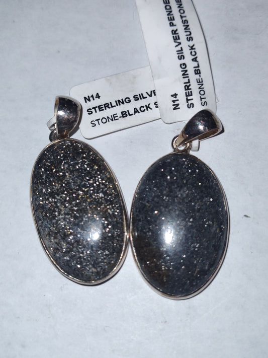 Black Sunstone in Sterling Silver Pendant