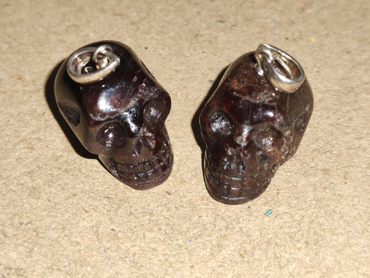 Garnet Skull Pendant