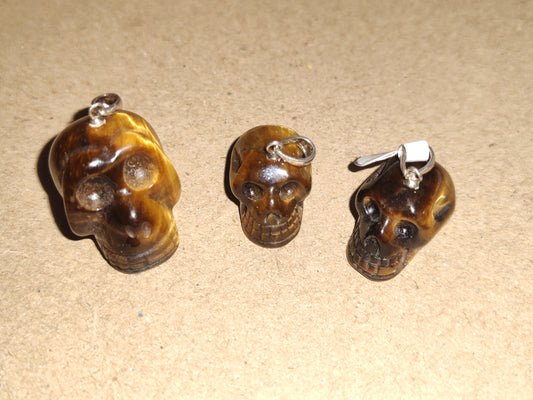 Tigers Eye Skull Pendant