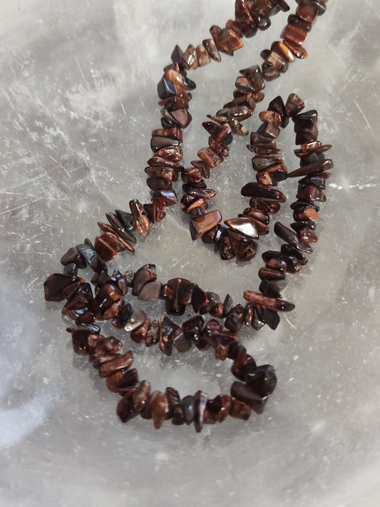 Red Tigers Eye Chip Necklace