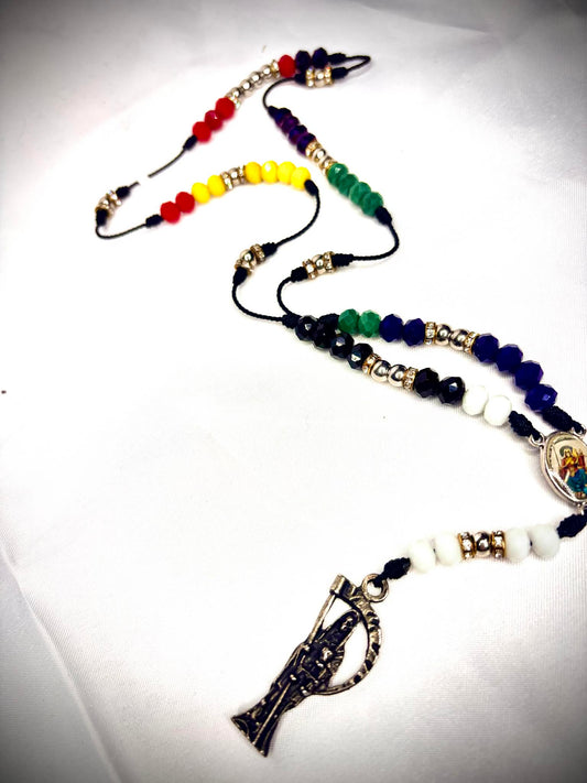 Black Santa Muerte Rosary