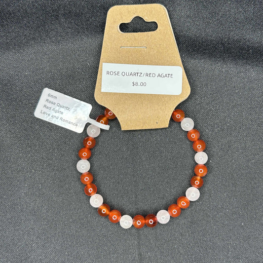 Rose Quartz and Red Agate Bracelet