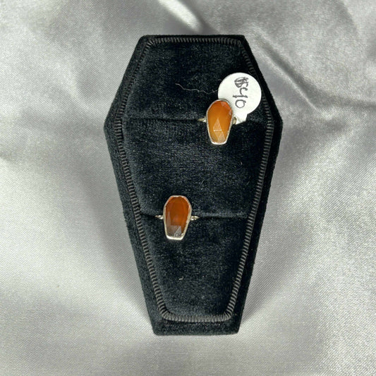 Carnelian Sterling Silver Coffin Ring
