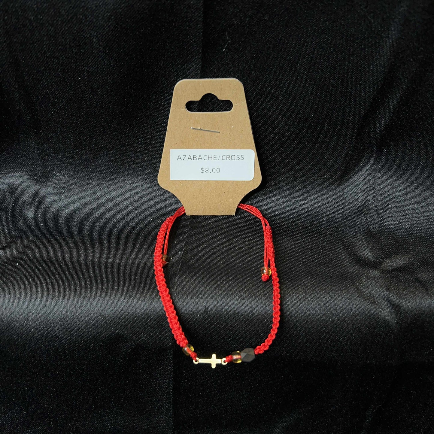 Red Adjustable Bracelet With Jet