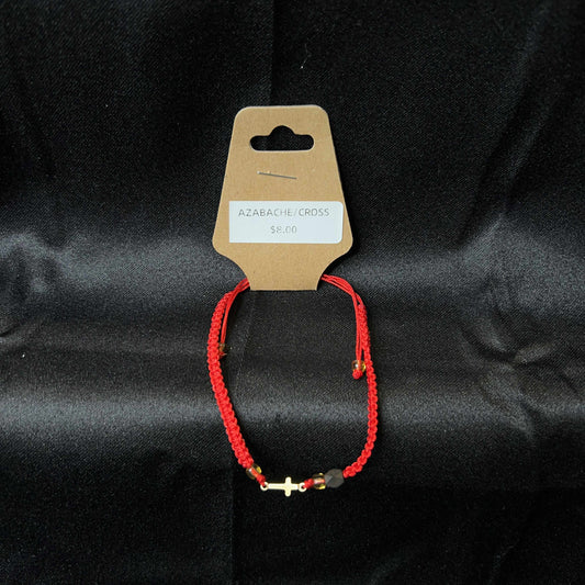 Red Adjustable Bracelet With Jet