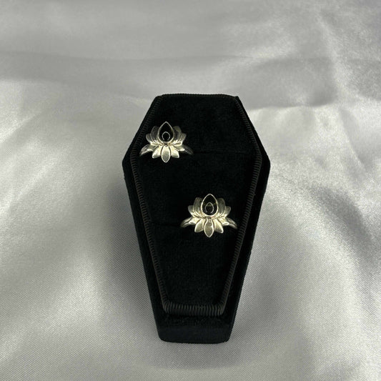 Smokey Quartz Sterling Silver Lotus Flower Ring