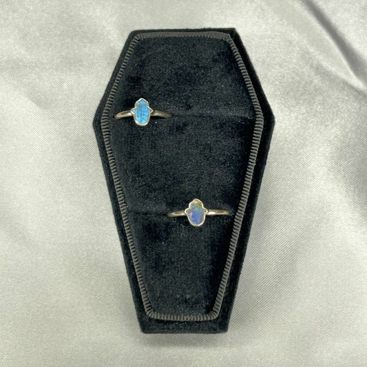 Labradorite Sterling Silver Hamsa Hand Ring