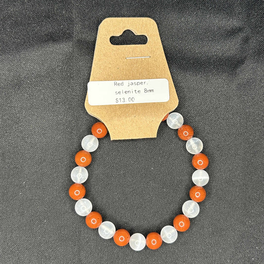 Red Jasper and Selenite Bracelet