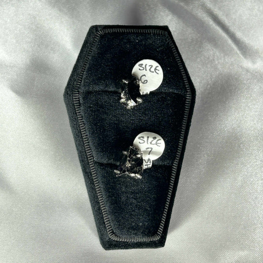 Shungite Sterling Silver Large Raw Cut Ring