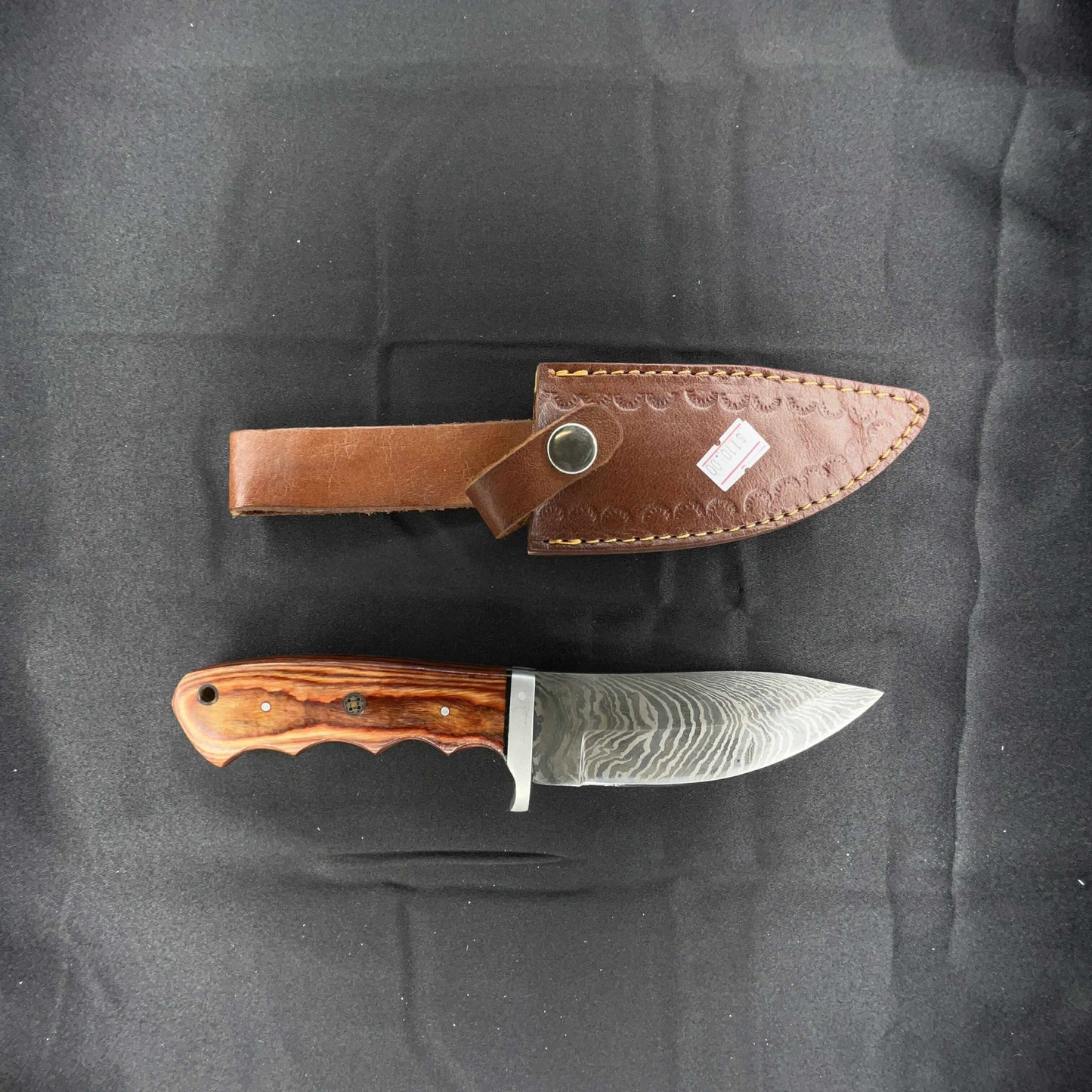 8in Damascus Steel Full Tang Bowie Knife with Exotic Rosewood Handle