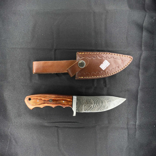 8in Damascus Steel Full Tang Bowie Knife with Exotic Rosewood Handle