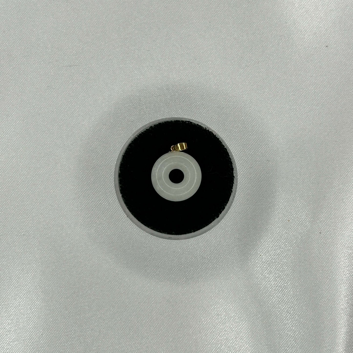 White Jade Circle Donut Amulet