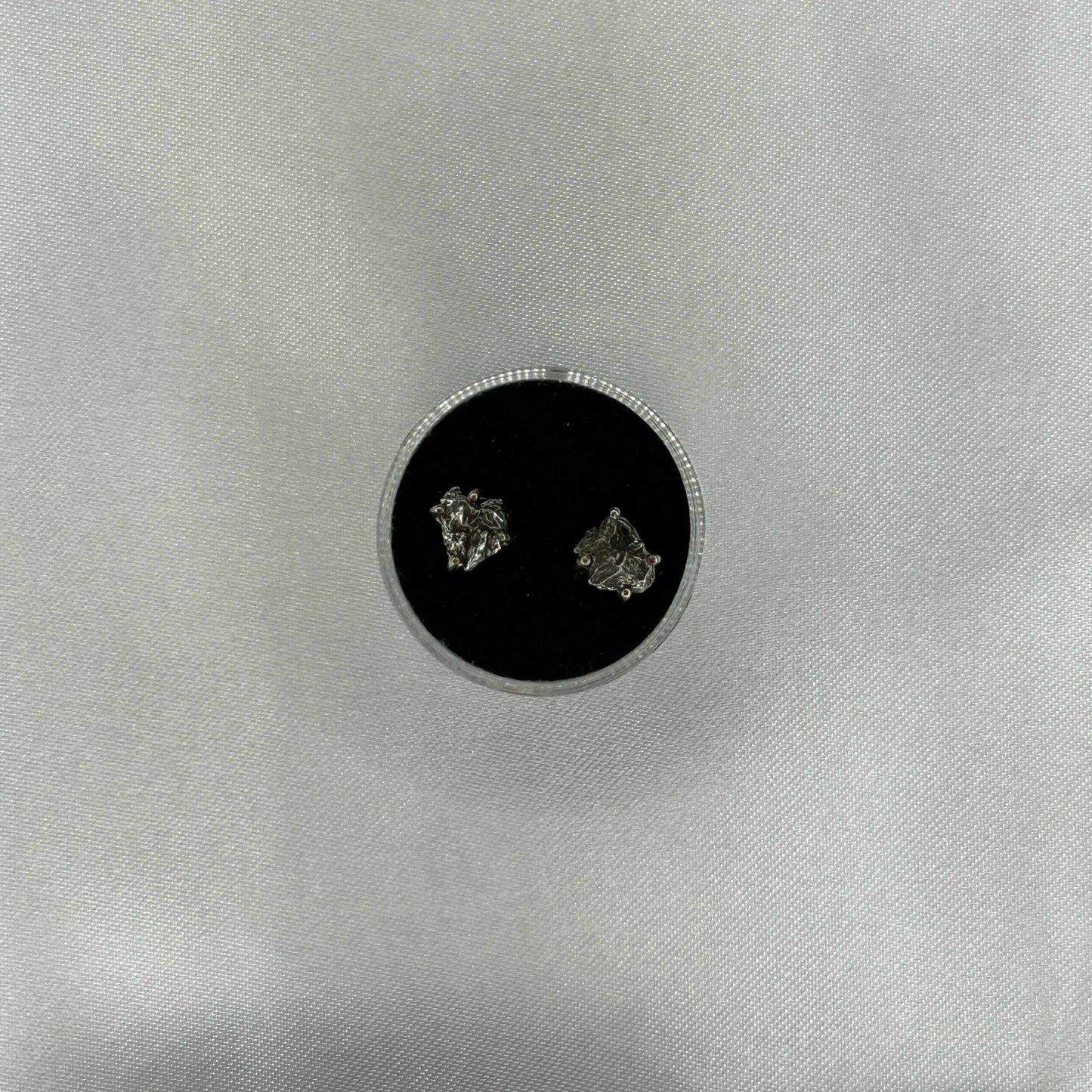 Meteor Raw Cut and Sterling Silver Earrings