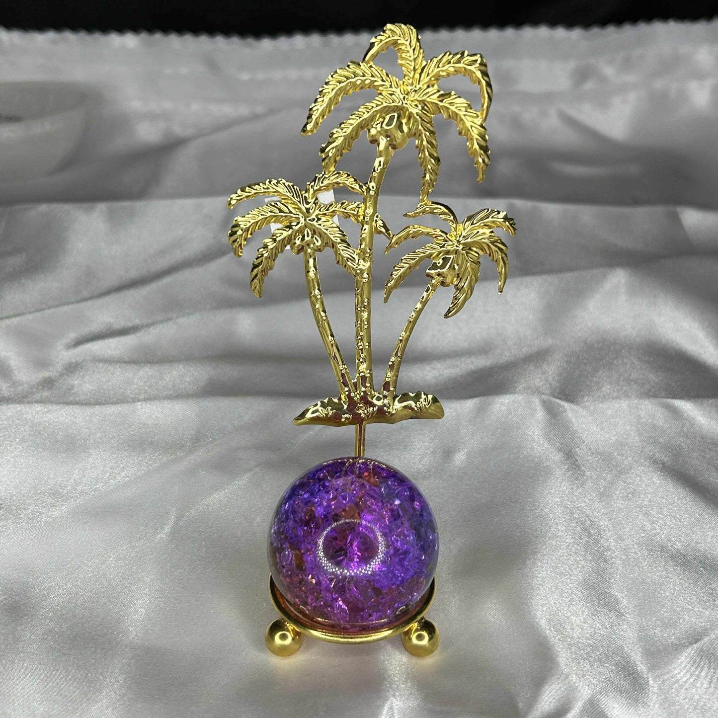 Golden Palm Tree Sphere Holder