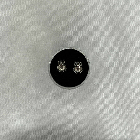 Scarab Beetle Sterling Silver Earrings