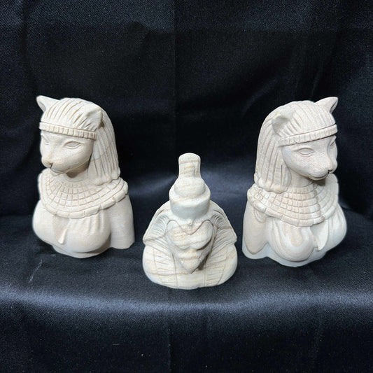 3in Natural Serpenggiante Quartz Egyptian Deity Statues