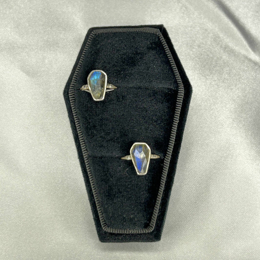 Labradorite Sterling Silver Coffin Cut Ring
