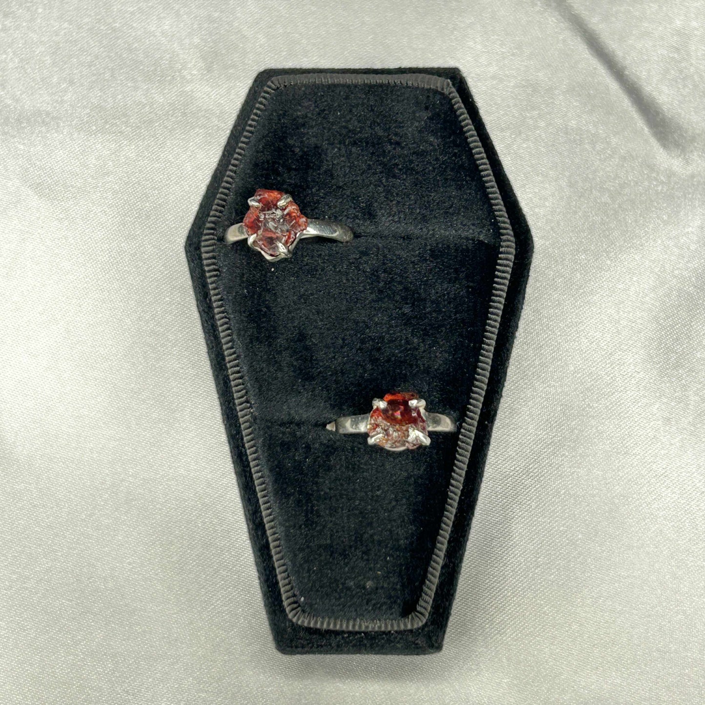 Red Garnet Sterling Silver Raw Cut Ring