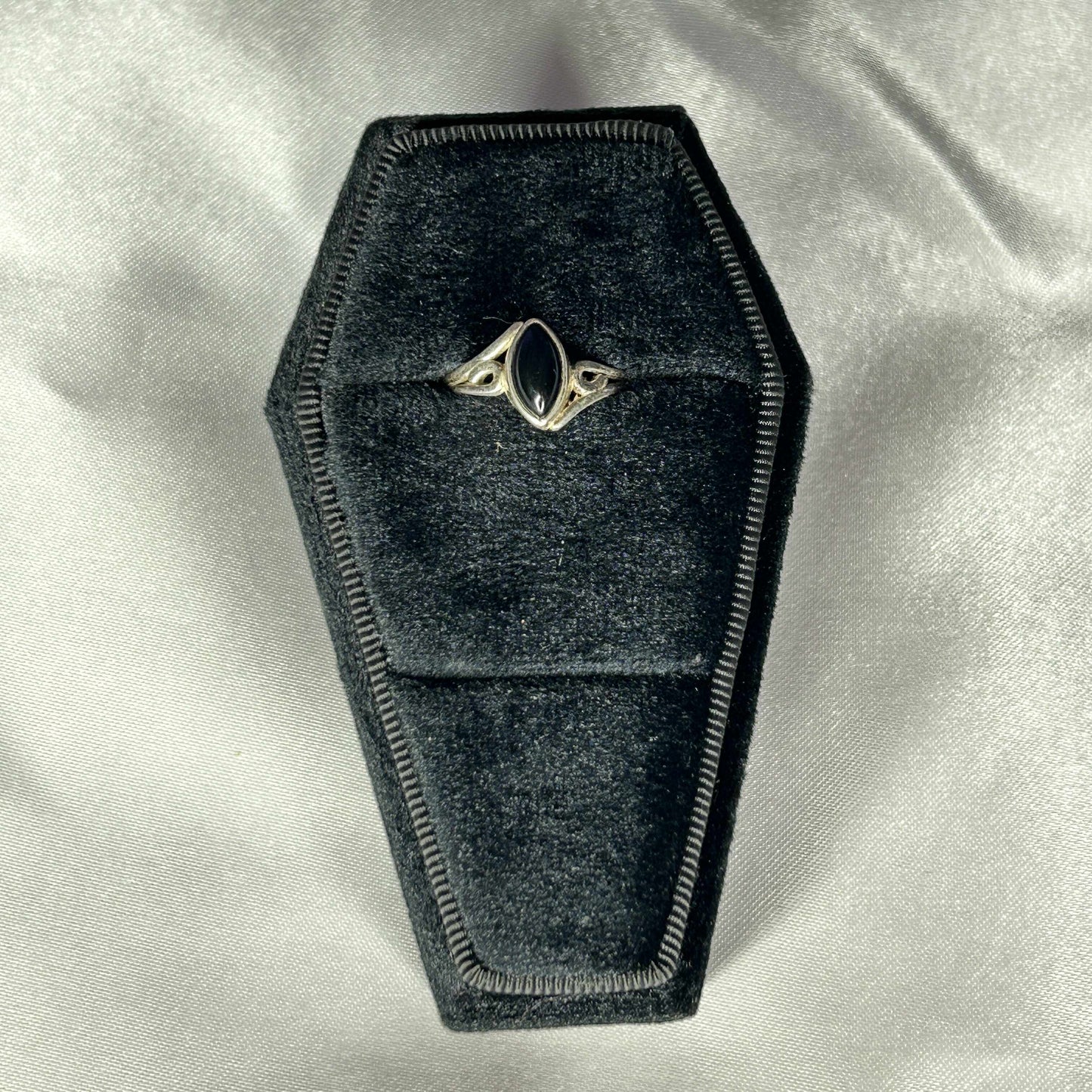 Onyx Sterling Silver Oblong Cut Ring