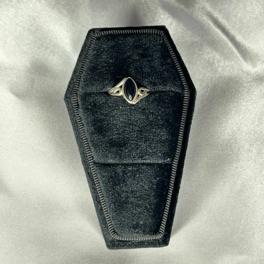 Onyx Sterling Silver Oblong Cut Ring