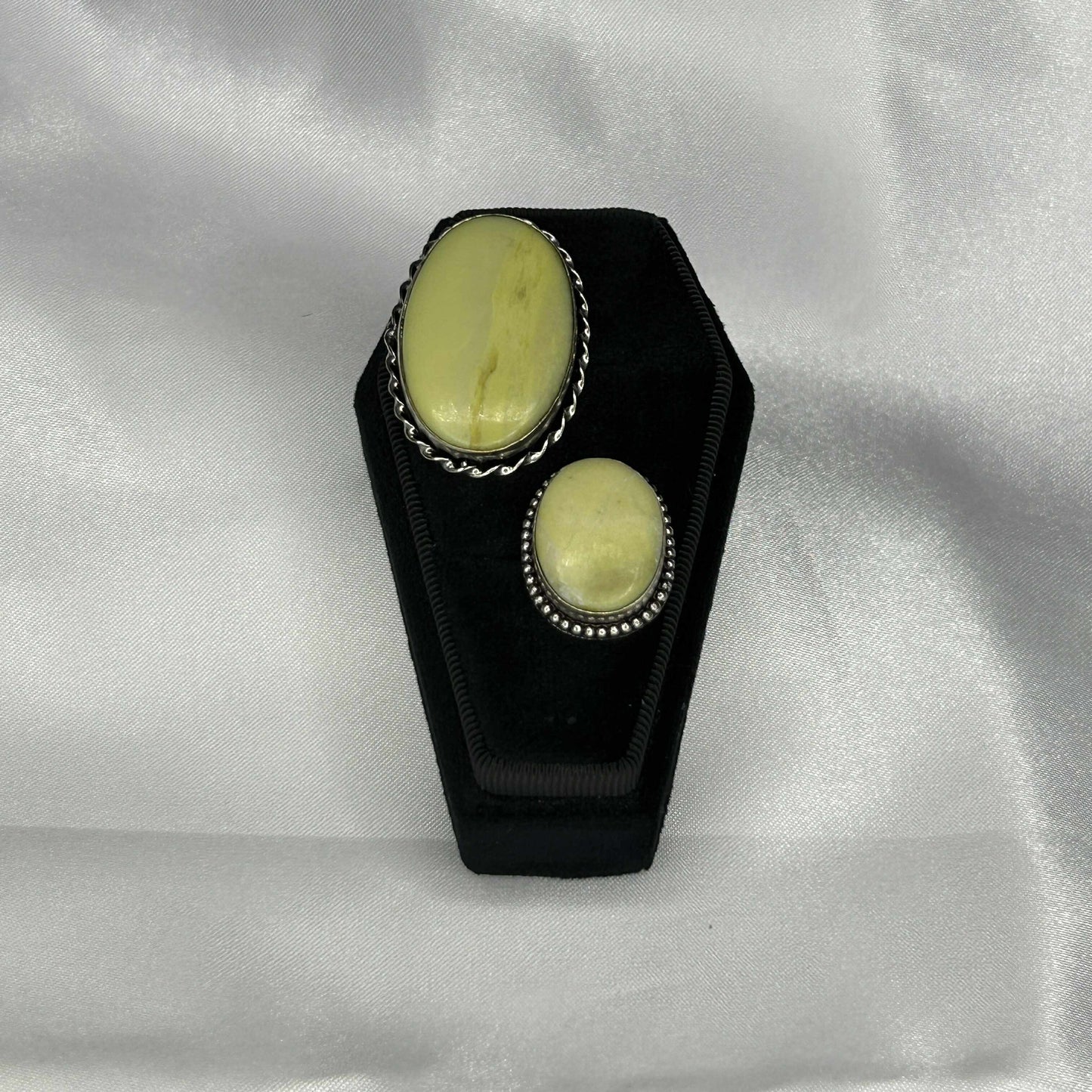 Lemon Jade Oval Cut in Sterling Silver Setting Ring