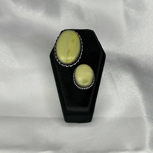 Lemon Jade Oval Cut in Sterling Silver Setting Ring