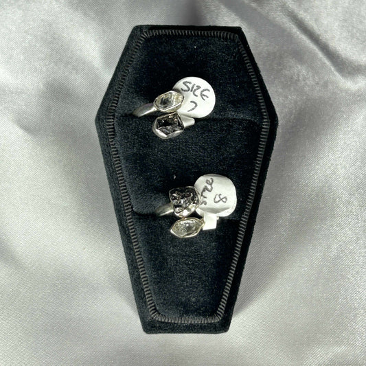 Shungite and Herkimer Diamond Sterling Silver Ring