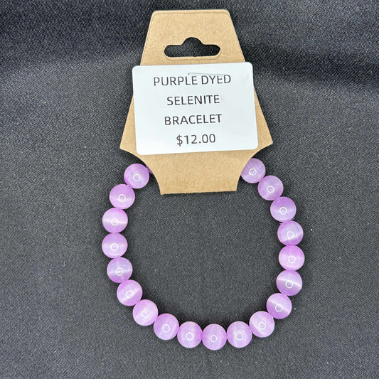 Purple Dyed Selenite Bracelet
