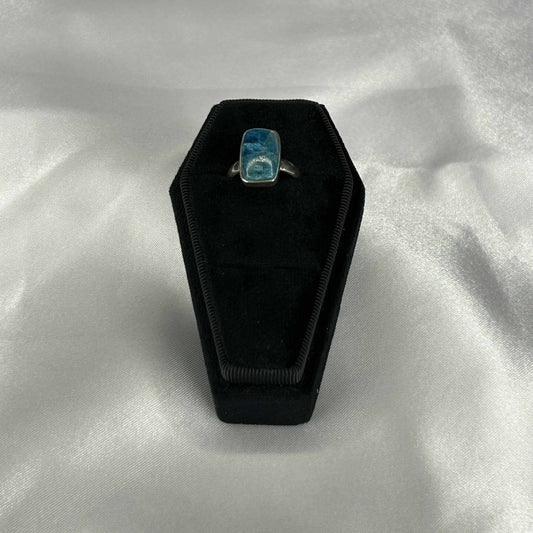 Blue Apatite Sterling Silver Square Cut Ring