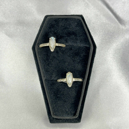 Rainbow Moonstone Sterling Silver Tear Drop Ring