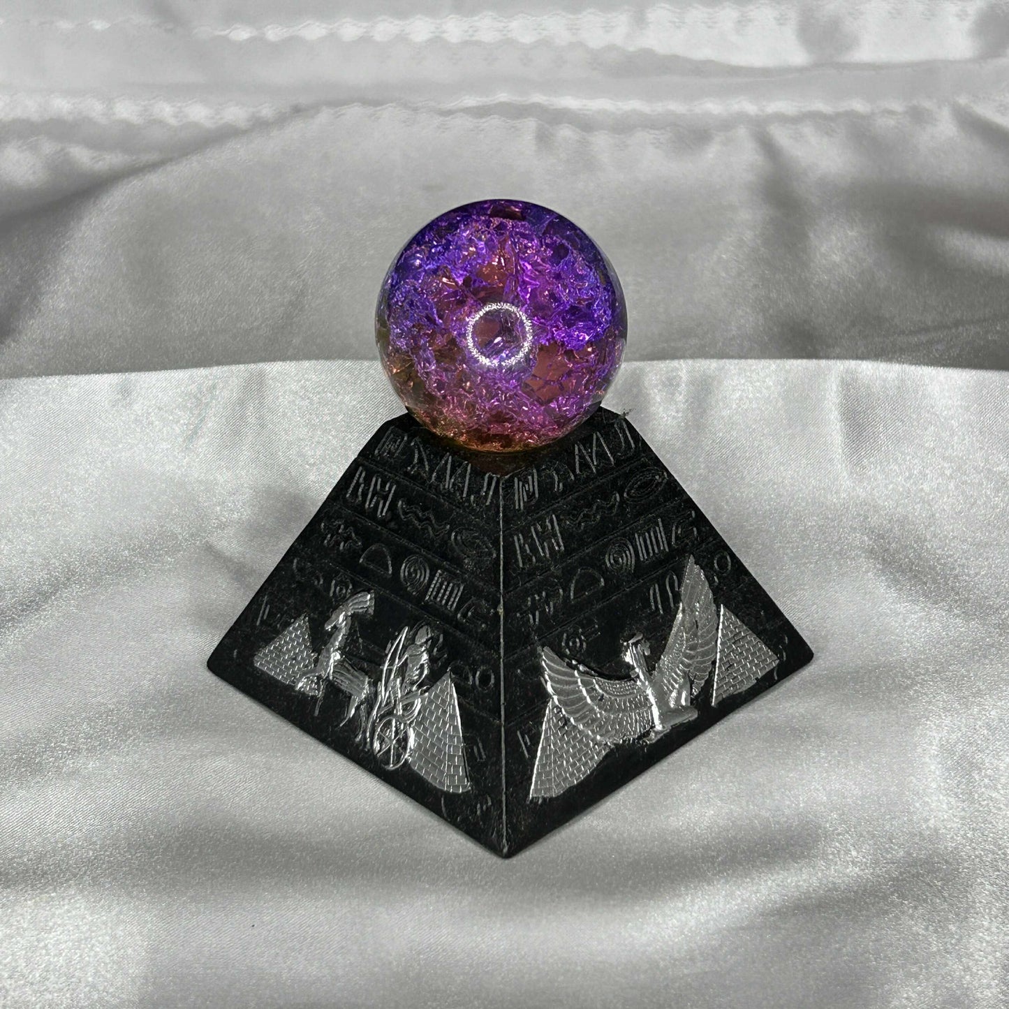 Egyptian Hieroglyph Pyramid Sphere Holder
