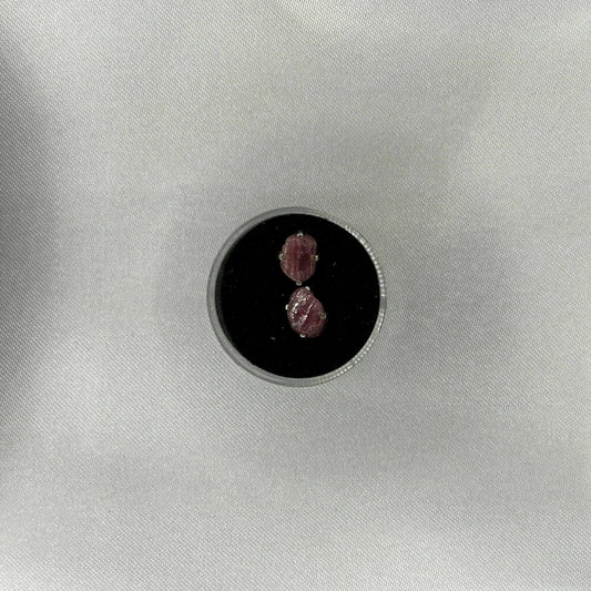 Pink Tourmaline Raw Cut Sterling silver Earrings