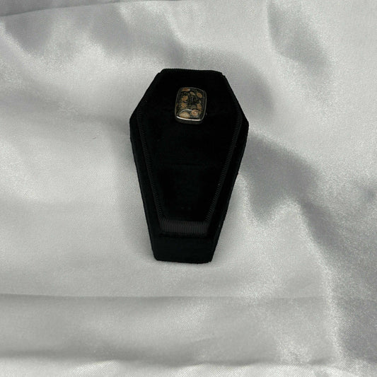 Leopard Skin Jasper Rectangle Cut in Sterling Silver Ring