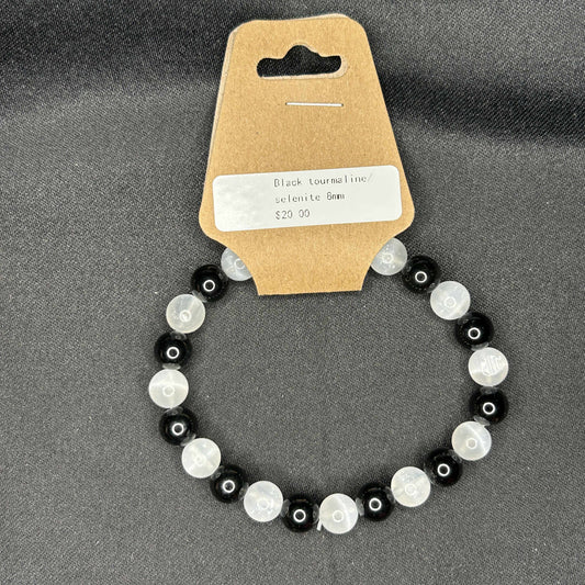 Black Tourmaline and Selenite Bracelet