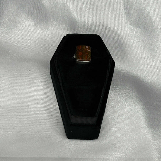 Moroccan Seam Agate Rectangle Cut in Sterling Silver Ring