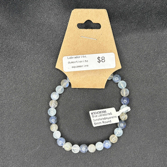 Labradorite, Dumortierite, and Aquamarine Bracelet